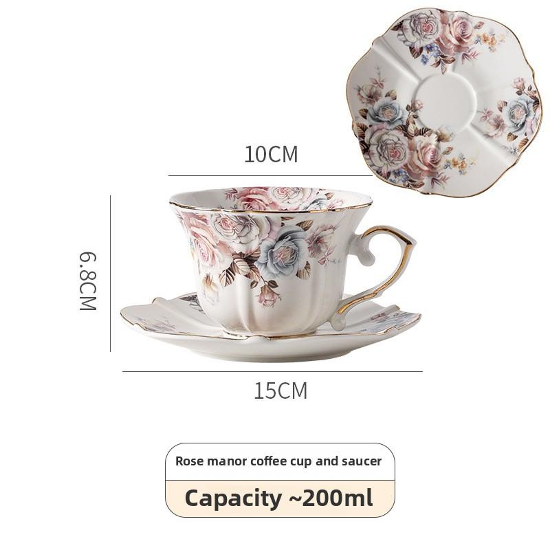 BEPAN European-style flower coffee cup saucer Western-style retro gold ceramic mug home senior sense teacup