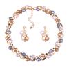 Elegant Women Faux Pearl Rhinestone Necklace Ear Stud Earrings Party Jewelry Set