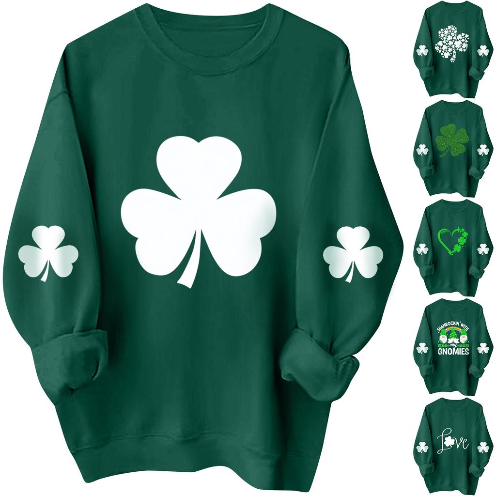 Женские толстовки с длинным рукавом и круглым вырезом, большие размеры, забавные St. Пуловер «Ирландские рубашки Патрика»
