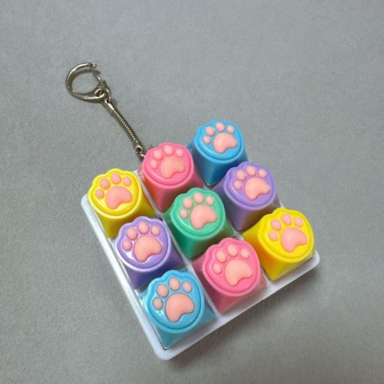 Yousheng 9-клавишная Fidget-клавиатура Игрушка для снятия стресса и тревоги Клавиатура в виде кошачьей лапки Брелок-кликер для пальцев Портативная кнопка декомпрессии Сенсорная игрушка