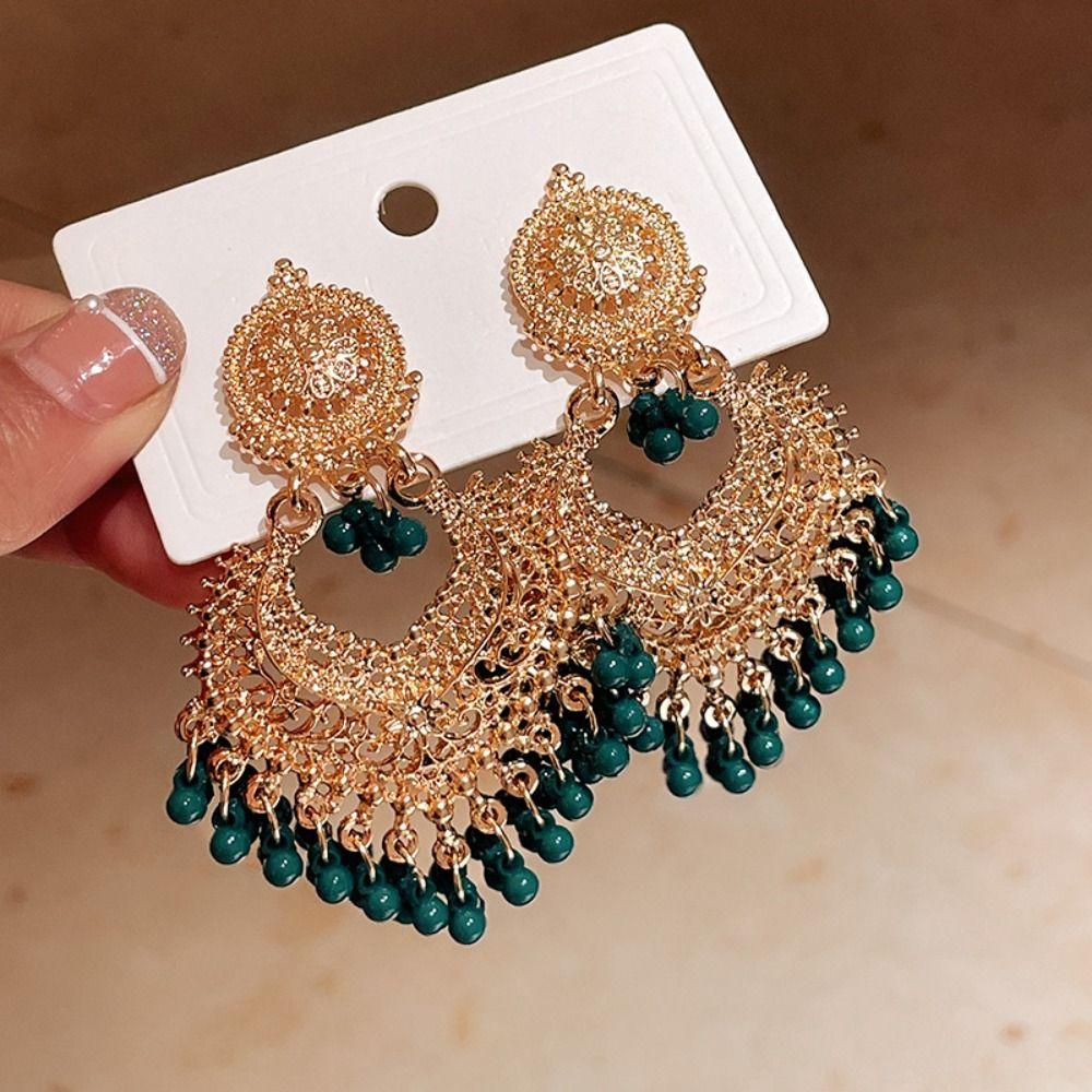 Beaded Tassel Tassel Water Droplet Earrings Rhinestone Exaggerated Tassel Earrings Girls Gift