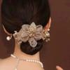 Elegant Rhinestone Flower Tie Hair Rope Female Ponytail Ball Head Rubber Band Scrunchie Ring