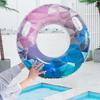 Adults Swim Ring Inflatable Leakproof Thickened PVC with Grip Handle Foldable Starry Sky Print Swimming Pool Float Beach Supplies