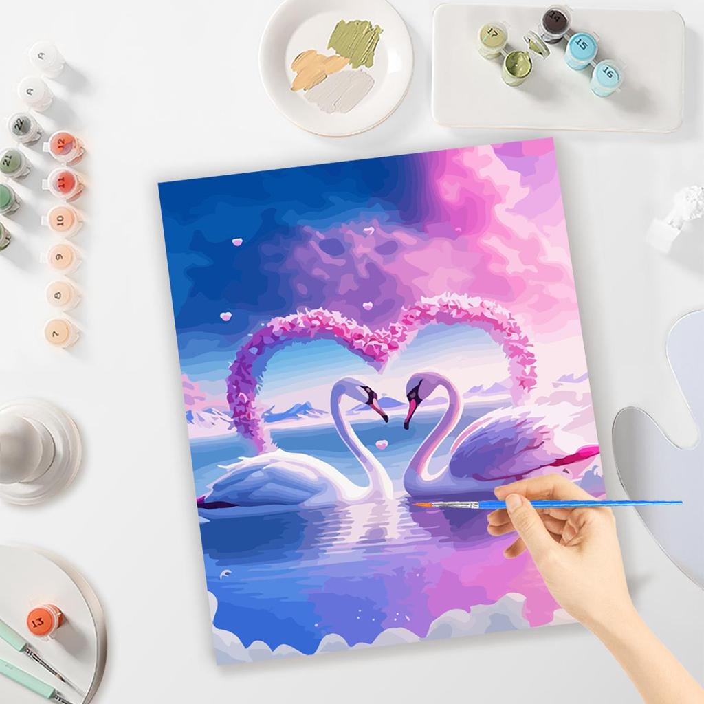 RUOPOTY Раскраска по номерам для взрослых, наборы для начинающих, акриловая краска на холсте, картина по номерам «Лебедь» для дома, подарок своими руками, 40x50 см