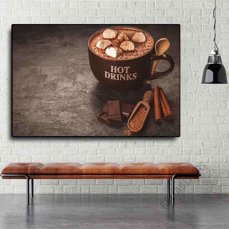 Горячий шоколадный напиток HD картинки холст картины шоколад кофе постеры принты для декора стен кофейни Cuadros
