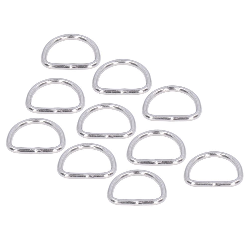 10 Pcs Smooth Welding D Ring Solid Metal Rings  for Camping Belt, Dog Leashes, Macrame