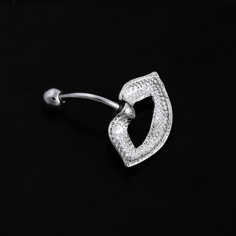 Сексуальные красные губы, пряжка для пупка, изысканная мода, инкрустация бриллиантами, губы, пупок, кольцо в пупке