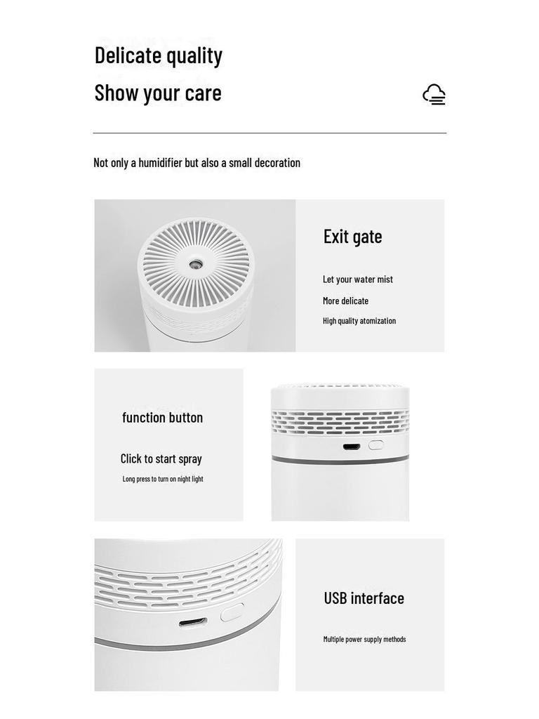Портативный USB увлажнитель: Многоцветный свет, Большое распыление, Очиститель воздуха для дома и автомобиля