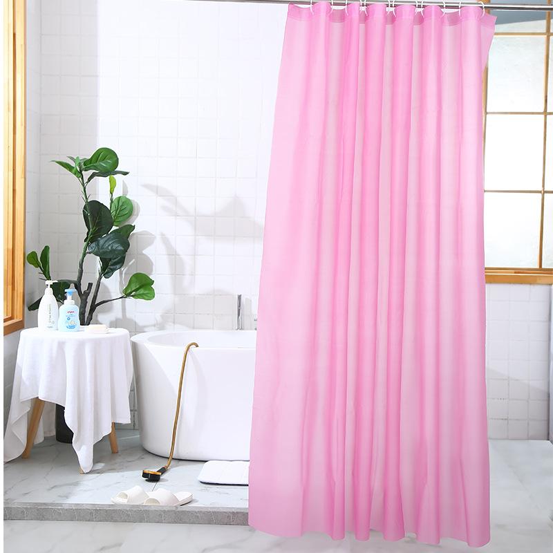 Solid Color Shower Curtain PEVA Thickened Waterproof Bathroom Non Perforated Partition Curtain Bathroom Privacy Shower Curtain