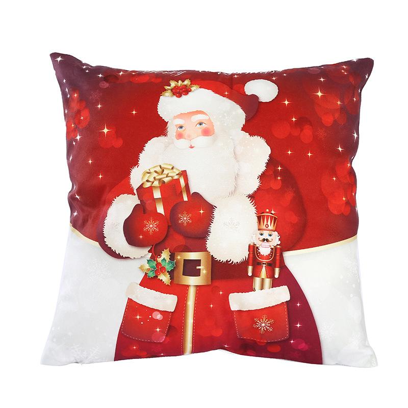 New Pillowcase Christmas Super Soft Red Simple Cute Santa Claus Print Cushion Home Cushion