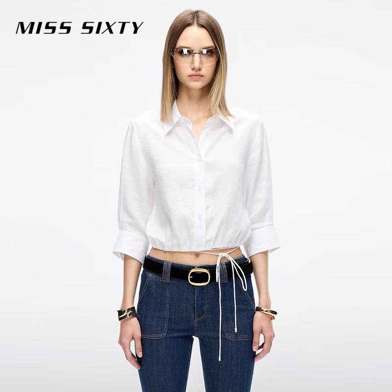 Miss Sixty Короткая рубашка из льна с кулиской на талии, Осень 2025