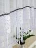 Marquisette curtain decorated with guipure lace and zircons - black