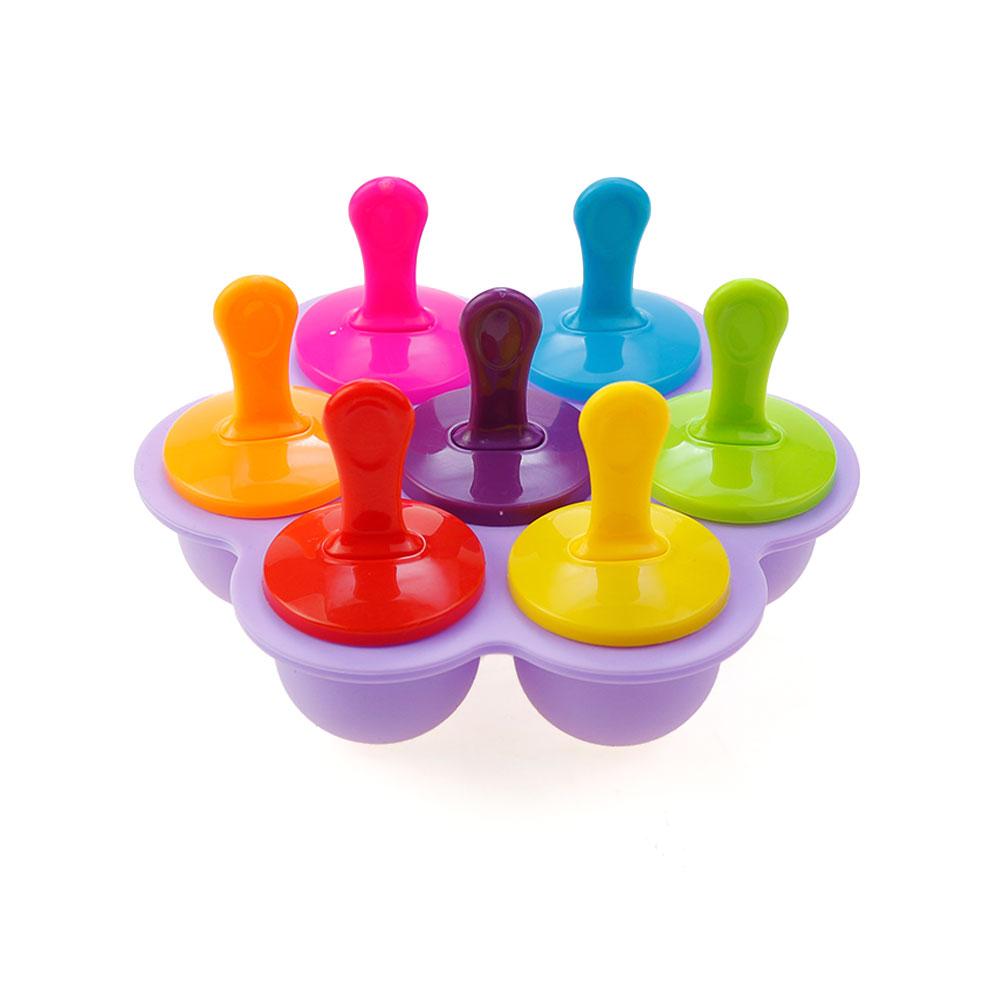 Silicone World 9/7 Отверстий Силиконовые Формы для Эскимо DIY Форма для Мороженого на Палочке Лоток для Льда Детский Фруктовый Молочный Коктейль Коробка для Прикорма