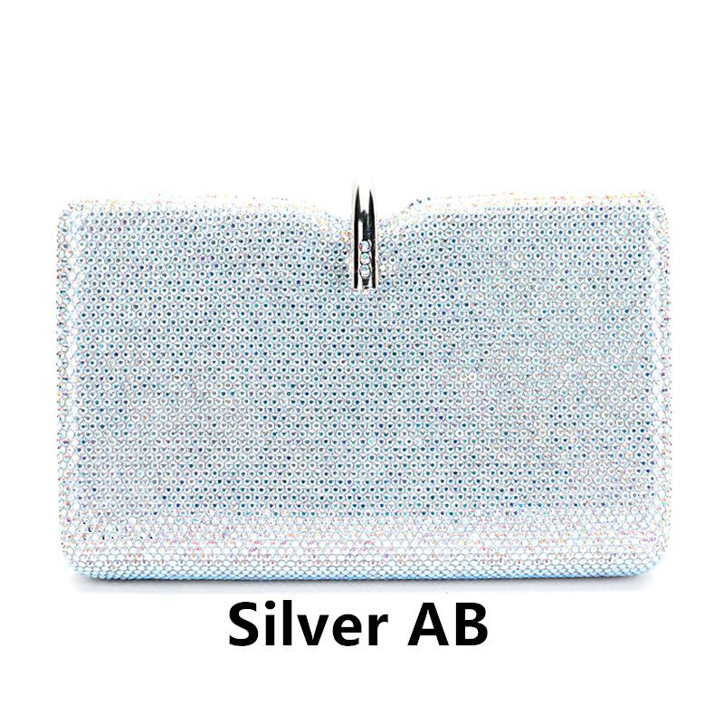 Coffee/Red Crystal Large Evening Clutches Diamond Wedding Purses Rhinestone Party Handbags Silver Bridal Dinner Clutch Bag