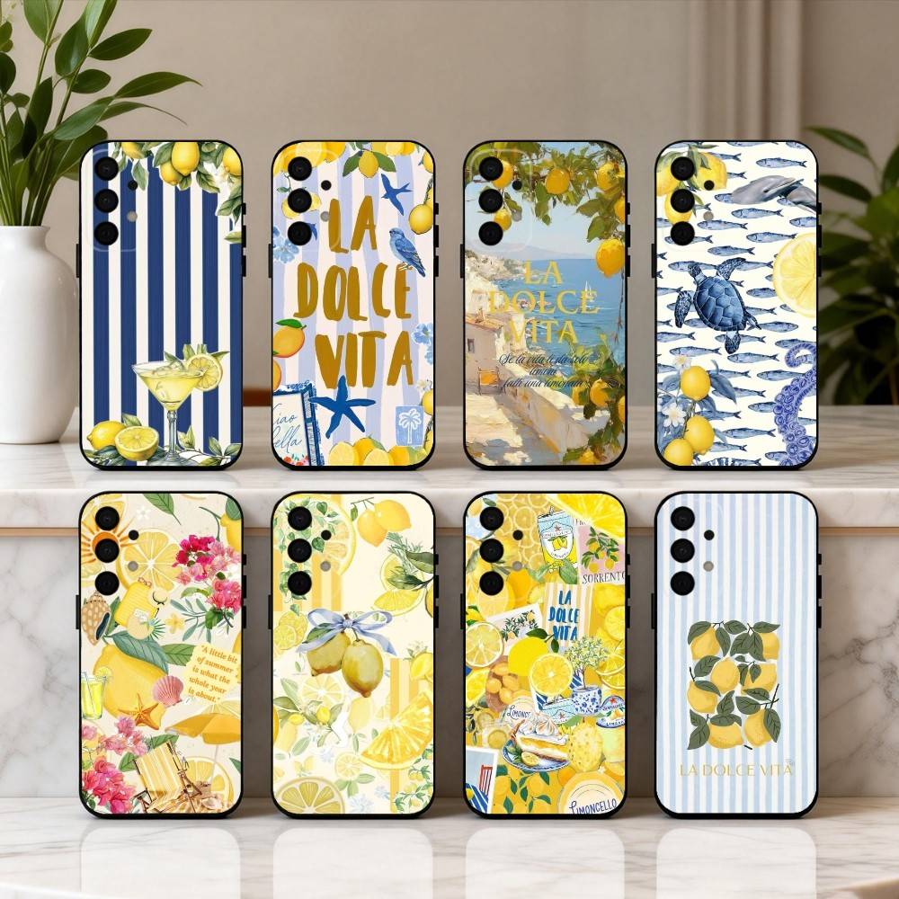 S-Морской вид S-Пейзаж Вино L-Лимон Чехол для телефона Для Samsung Galaxy A73,A72,A71,A70,A53,A52,A51,Другие Мягкий черный корпус
