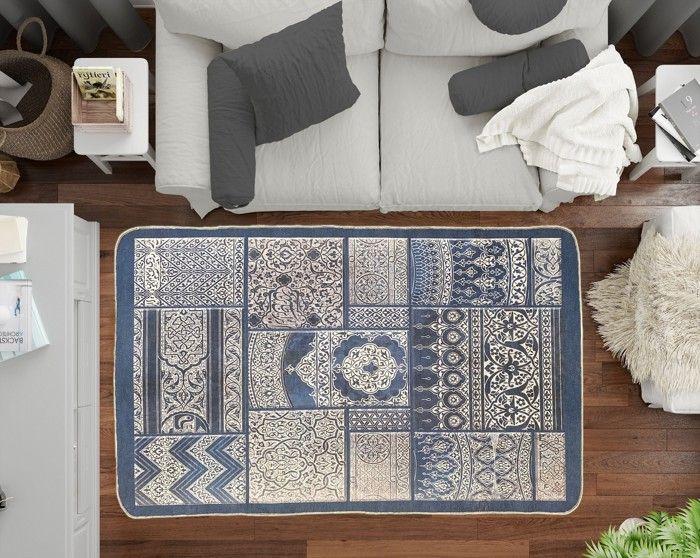 Rug - CORDOUE - Blue - Machine Washable - Non-slip - 160x230 Cm
