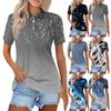 Women's Fashion Casual Lapel Short Sleeve Printed Shirt Women's Button Up Tops