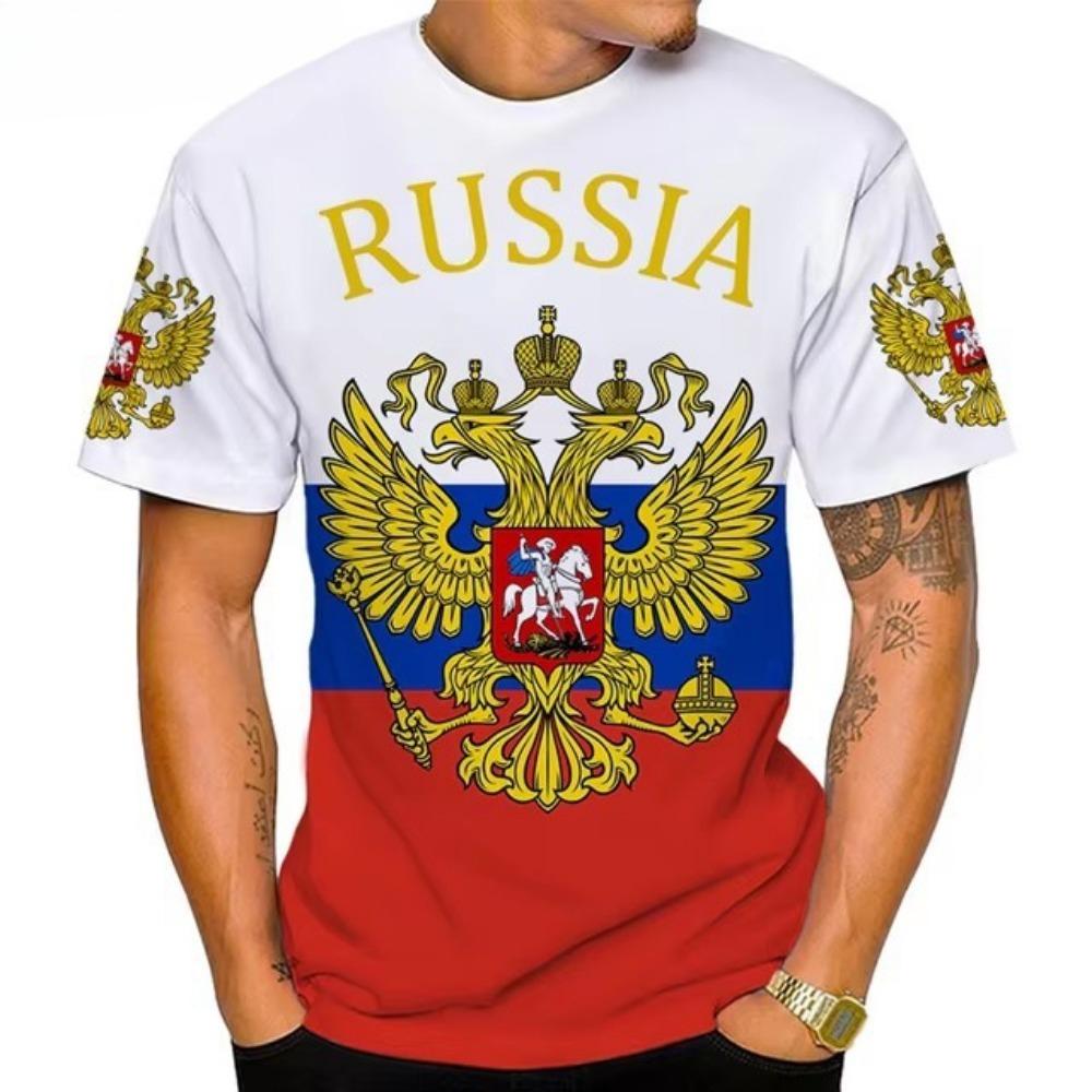 Flag Series 3D Digital Printed Men's Personalized and Fashionable Round Neck Short Sleeved T-shirt