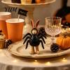 Sweet Cool Rabbit Decor Halloween Spider Bunny Figurine, Resin Statue with Legs, Spooky Cute Tabletop for Bookshelf Mantel, Gift Small Display