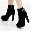 Elegant Women's Ankle Boots Platform Flock Short Shoes Black Red Blue High Heel Fashion Autumn Winter Motorcycle Boots Ladies