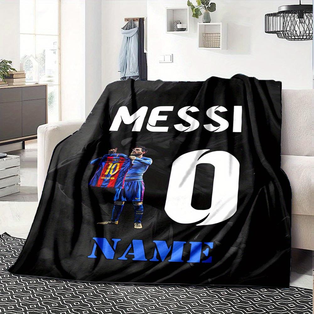 Messi 10 Barcelona Jersey Blanket Lightweight Blanket For Sofa Bed Travel Camping Living Room Office Sofa Chair And Bed Digital Printed Fleece Blanket