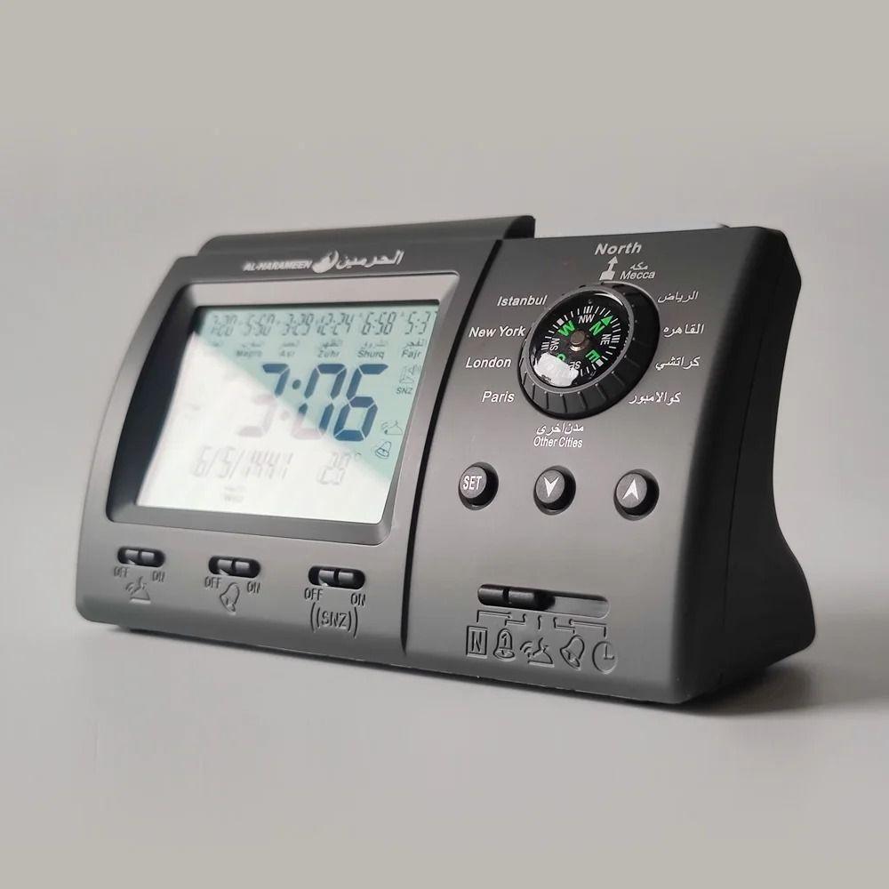 Hijir Calendar Muslim Table Clock Easy Setting Prayer Alarms Portable Tabletop Muslim Clock  Mecca