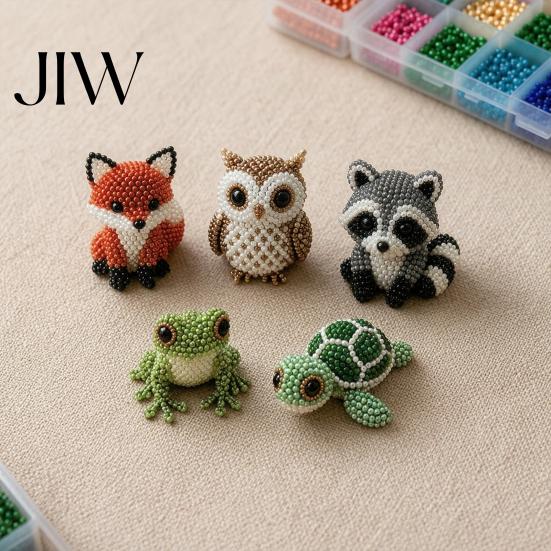 3D Beaded Animals DIY Animal Beading Kit, Tiny Craft Set, Cute Bead Kit for Teens Art Beginners Adults Stress Relief Decoration Handmade Gift