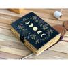 Sun Moon Leather Journal For Men Women  of Antique Hademade Decle Edge Pepar Leather Traveling Sketchbook For Men Women