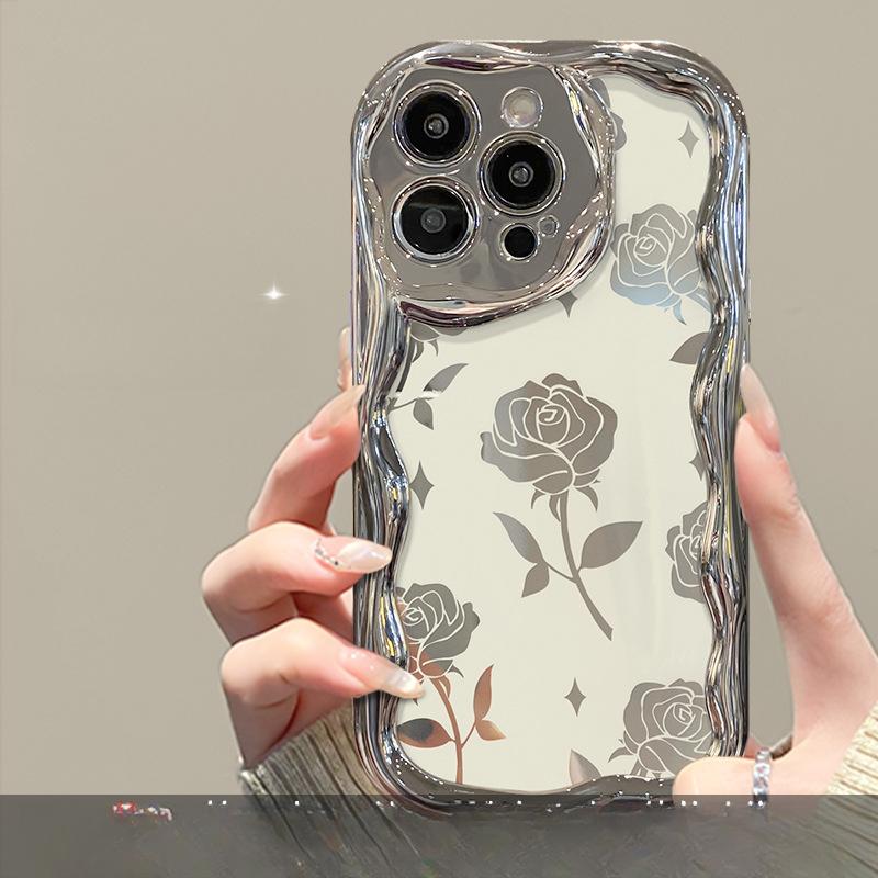 Полая розовая цепочка подходит для Apple 15promax мобильный телефон чехол Iphone14/13 посеребрение 11/12 полный пакет