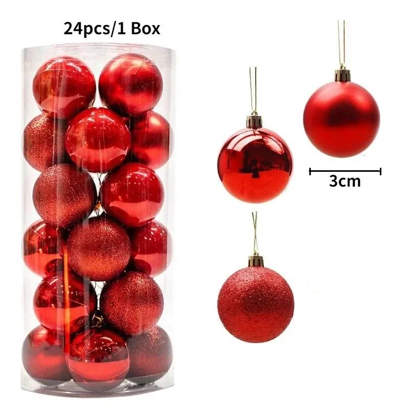 3CM Christmas Balls Decoration Set, 24/36Pcs Hanging Ball Pendants for Navidad New Year Home Party Decor, Christmas Tree Ornaments