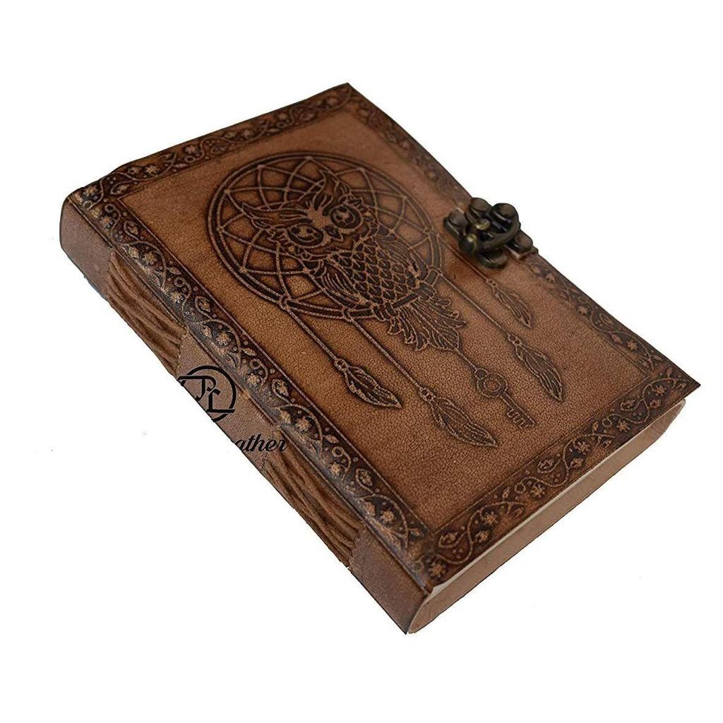 Кожаный дневник, дневник для путешествий, дневник с изображением совы, мандалы или винтажная книга для эскизов, хлопковая бумага для мужчин и женщин (7x5 дюймов)