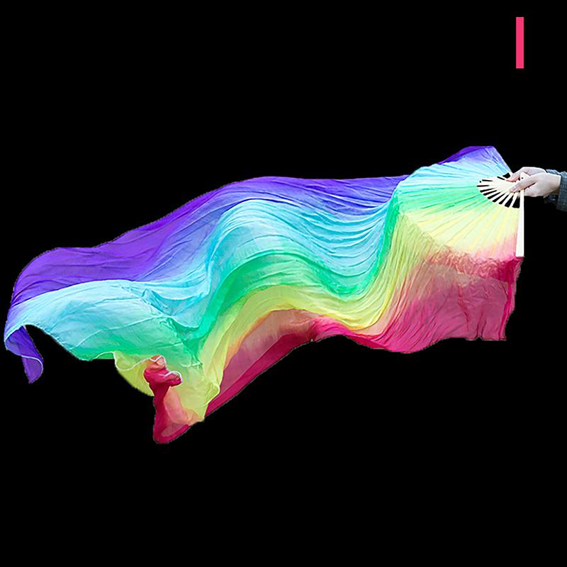 Правый веер для танцев длиной 150 см, продажа, г-жа живот, градиентный цвет, танцовщица, длинная имитация, реквизит для танцев, шелковые веера