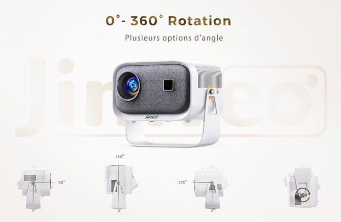 Videoprojecteur Jimveo 360°Rotating Projecteur Portable 13000L FHD1080P WiFi6 Bluetooth HomeCinéma 4K