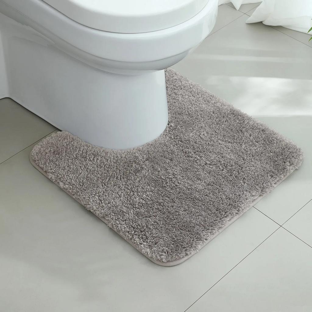 U-shaped Thickened Bathroom Floor Mat, Plush Material, Bathtub Absorbent Mat, Anti Slip Foot Mat, Bathroom Small Carpet, Entranc