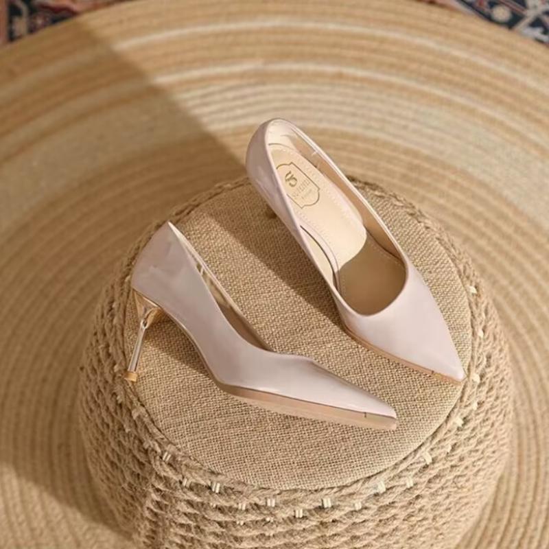 Элегантные женские туфли на каблуке Черная замша Мода Весна Женские туфли-лодочки 6/8 см Высокий каблук Темперамент Заостренный носок Вечерние туфли для платья