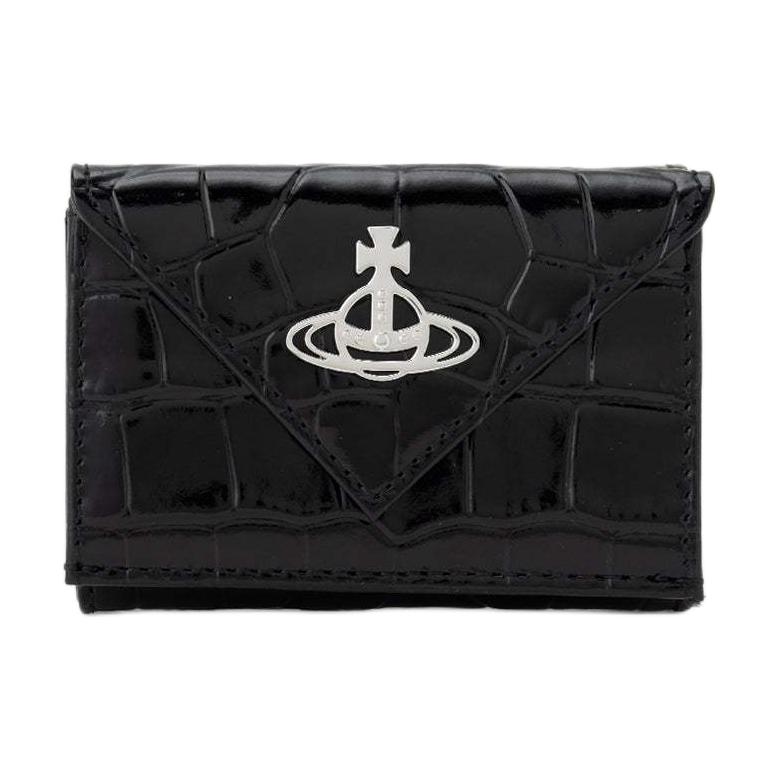 VIVIENNE WESTWOOD Кошелек-конверт из тисненой под крокодила кожи Мини-кошелек Женский кошелек Черный 1220951194-013
