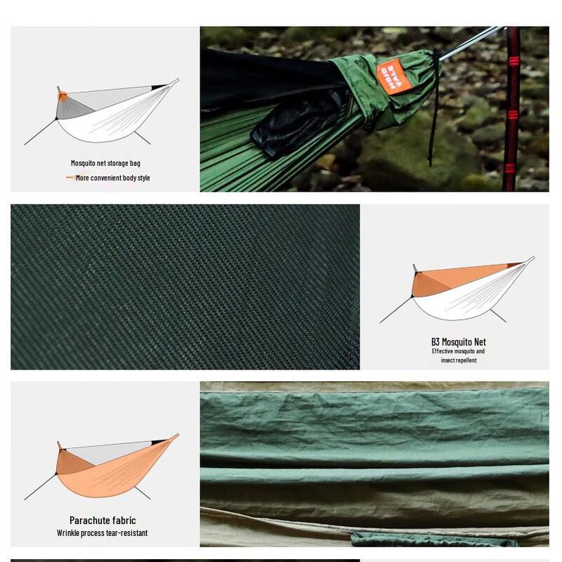 Outdoor Anti-Rollover Hammock with Mosquito Net