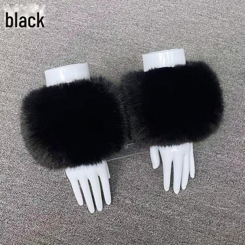 Женские зимние плюшевые меховые манжеты на запястья - перчатки с рукавами из искусственного меха лисы, енота, кролика.
