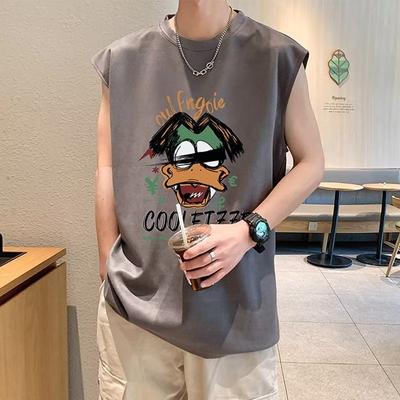 Новая летняя майка в гонконгском стиле для мужчин, модная брендовая свободная спортивная футболка без рукавов с сердечком, баскетбольный топ