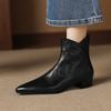 Fashion NEW Autumn Women Boots Genuine Leather Shoes for Women Pointed Toe Chunky Heel Shoes Solid Modern Boots Daily Shoes Ankle Boots