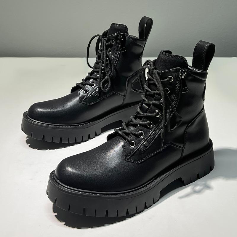 Мужская мода оригинальные кожаные ботинки черные стильные туфли на платформе для вечеринки выпускного платья ковбойские ботильоны красивые мотоциклетные боты