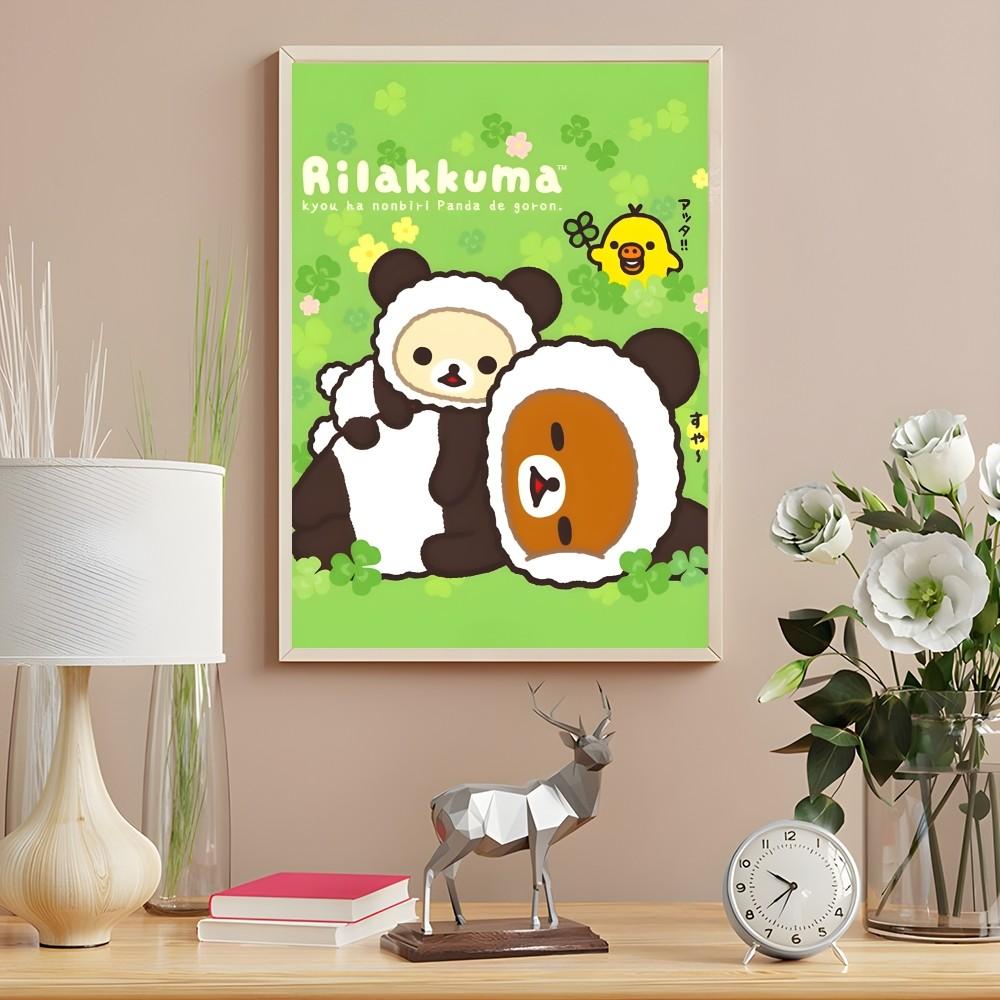Милый мультфильм R-Rilakkuma аниме постер липкая настенная художественная печать водонепроницаемый дом гостиная спальня бар прихожая эстетический декор