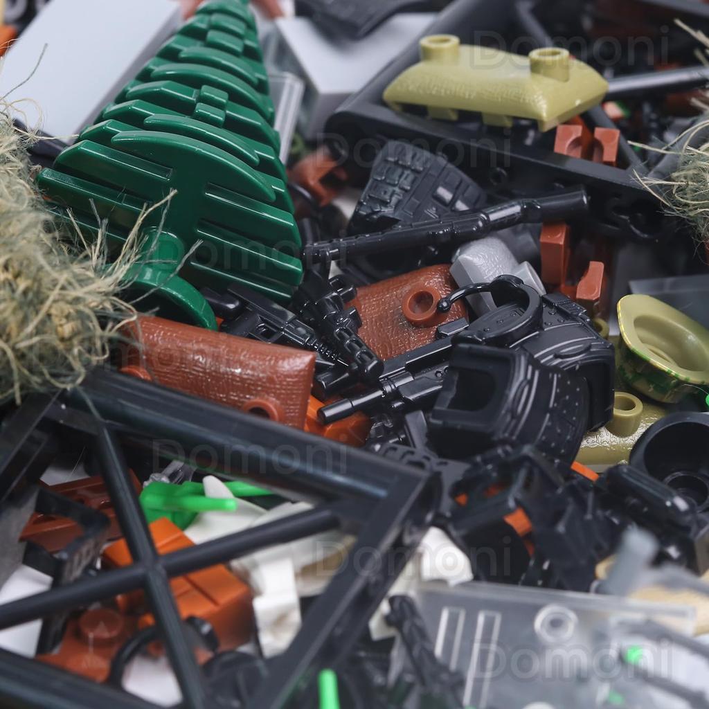 Домони 450 г (1 фунт) Части военной экипировки времен Второй мировой войны и маскировочный костюм - Набор армейских аксессуаров для фигурок солдат - Совместим с основными брендами минифигурок