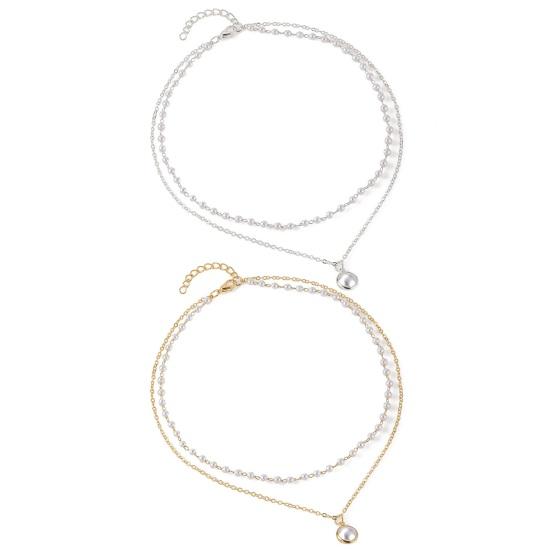 Ожерелье из искусственного жемчуга, винтажная двухслойная элегантная минималистичная милая прочная цепочка на ключицы из сплава для женщин