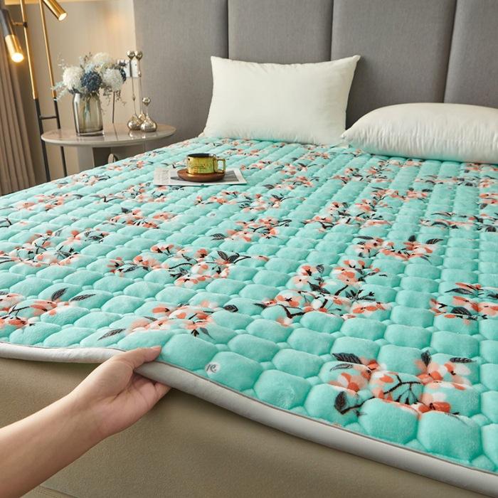 Новый молочный бархатный стеганый матрас, фланелевый утолщенный однотонный коврик-татами, защитный коврик для матраса