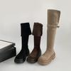 Модный темперамент Маленькие сапоги выше колена на толстой подошве Женские сапоги 2025 Новые летние тонкие высокие рыцарские сапоги