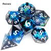 7 Pcs Dark Blue Resin White Number Sharp Edge Dice Polyhedral Dice Suitable for Role-Playing RPG    Board Game