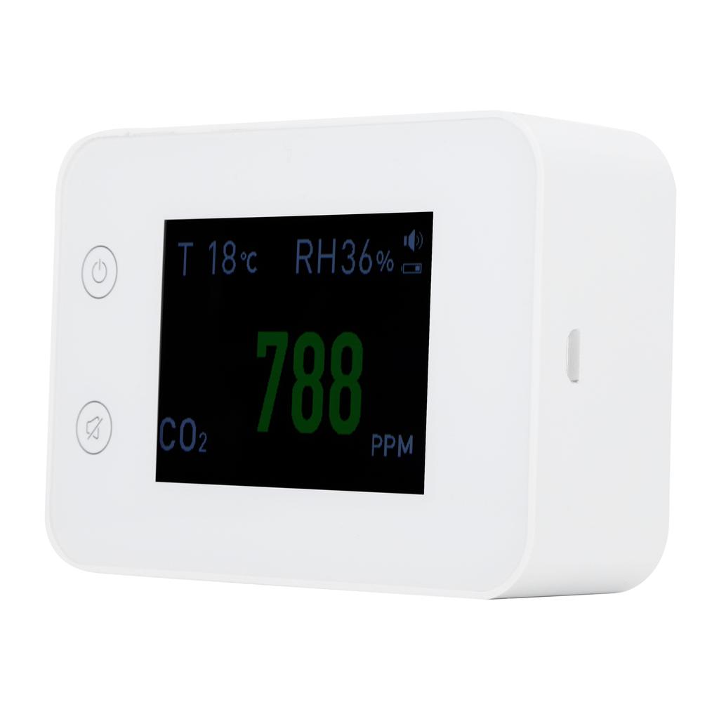 2.8in Air Quality Detector Infrared Induction Digital CO2 PM2.5 Tester USB Charging White