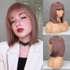 LISI HAIR Women Short Straight Black Bob Synthetic Fiber Wigs with Bangs Short Straight Wigs for Women Cosplay Lolita