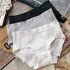 Simple and Comfortable Mid-waist Briefs Thread Bow Comfortable Panties Women's Underwear